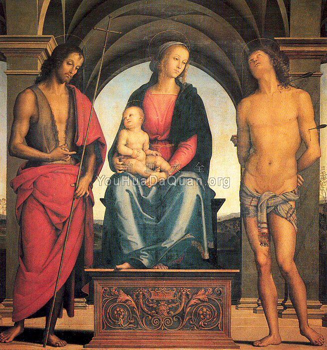 Madonna and Child with Saints John the Baptist and Sebastian - 彼得罗·贝鲁吉诺